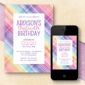 Rainbow Kariert Girls' Geburtstag Einladung