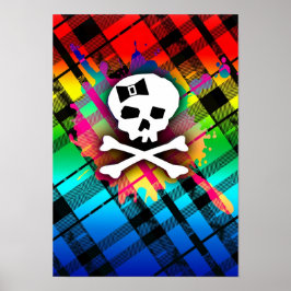 Rainbow Kariert Skull Poster