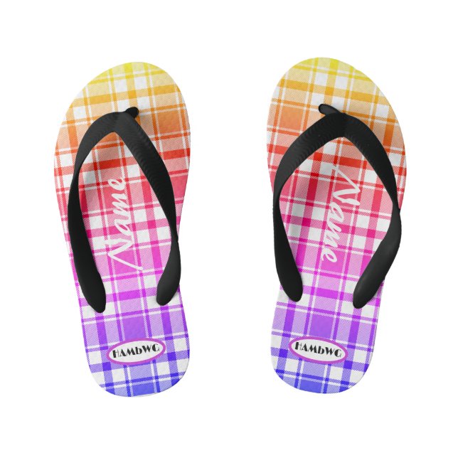Rainbow Karierte HAMbWG Flip Flops Kinderbadesandalen (Fußbett)