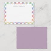 Rainbow karierte niedliche Pastellfarben, personal Mitteilungskarte (Vorne/Hinten)