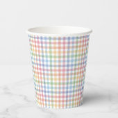 Rainbow karierte Pastellgingham niedlich Ostern Pappbecher (Rückseite)