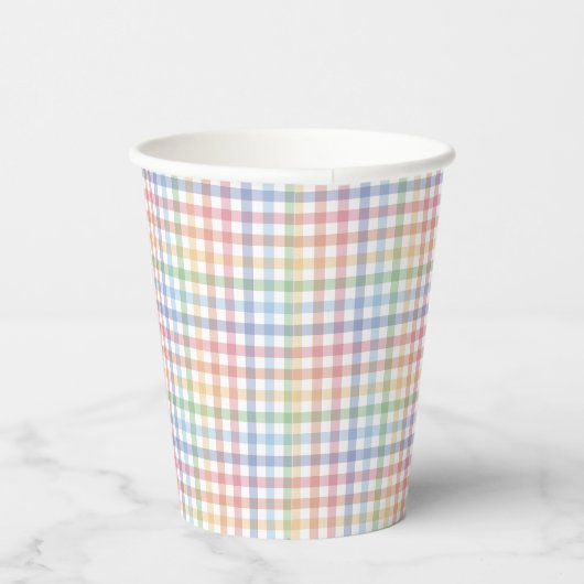 Rainbow karierte Pastellgingham niedlich Ostern Pappbecher (Rechts)