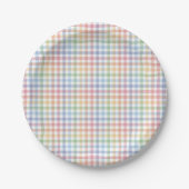 Rainbow karierte Pastellgingham niedlich Ostern Pappteller (Vorderseite)