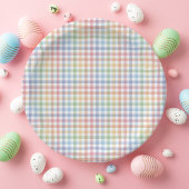 Rainbow karierte Pastellgingham niedlich Ostern Pappteller