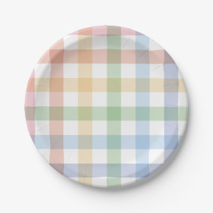 Rainbow karierter niedlicher Gingham Pappteller