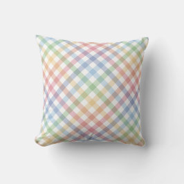 Rainbow karierter niedlicher Pastellfeder-Gingham Kissen