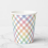 Rainbow karierter Pastell Gingham niedlicher einfa Pappbecher (Links)