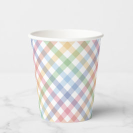 Rainbow karierter Pastell Gingham niedlicher einfa Pappbecher