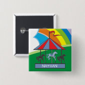 Rainbow Karousel Personalisiert Kids Button (Vorne & Hinten)