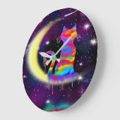 Rainbow-Katze Große Wanduhr (Winkel)