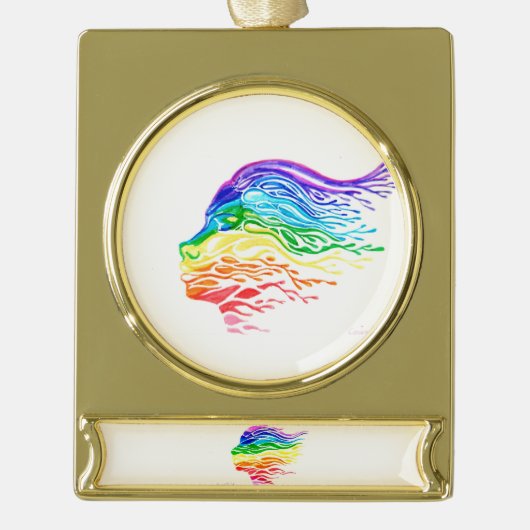 Rainbow-Keramik Banner-Ornament Gold (Vorderseite)