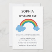 Rainbow Kids First Birthday Party Einladung (Vorderseite)