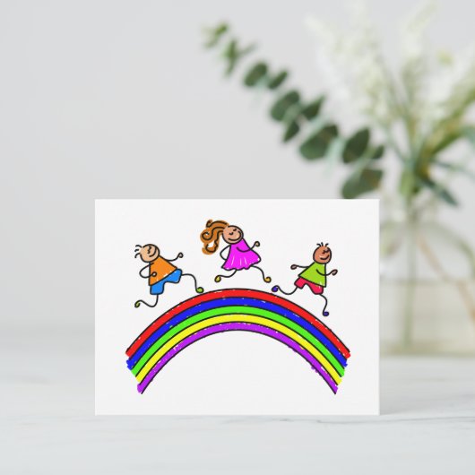 Rainbow Kids Postkarte (Stehend Vorderseite)