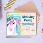 Rainbow Kids Unicorn 1. Geburtstag Party Einladung Postkarte<br><div class="desc">Rainbow Kids Unicorn 1. Geburtstag Party Einladung Postkarte . Feiern Sie mit dieser bezaubernden Rainbow Kids Unicorn 1. Geburtstag Party Einladung Postcard den magischen Meilenstein Ihres Kleinen. Diese Einladung wurde perfekt für Kinder und Eltern konzipiert und bietet einen zauberhaften pastellfarbenen Regenbogen-Hintergrund, der mit einer charmanten Einhorn-Illustration, mit glitzernden Sternen und...</div>