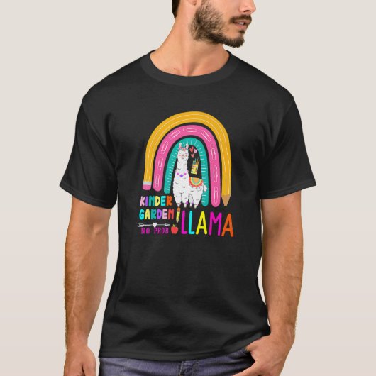 Rainbow Kindergarten No Prob Llama 100th Day of Sc T-Shirt (Vorderseite)