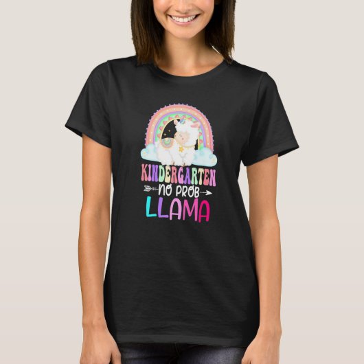 Rainbow Kindergarten No Prob Llama 100th Day of Sc T-Shirt (Vorderseite)
