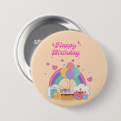 Rainbow Kindergeburtstag Button (Vorne & Hinten)
