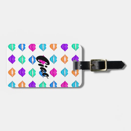 Rainbow Kiss lips Gepäckmarke Gepäckanhänger (Vorderseite horizontal)