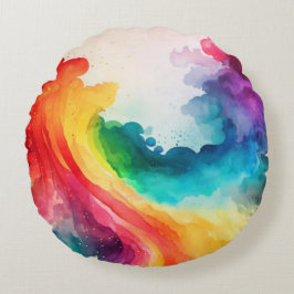 Rainbow-Kissen mit Aquarellfarbe Rundes Kissen