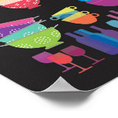 Rainbow Kitchen Mid Century Modern Black Pop Art Poster (Ecke)