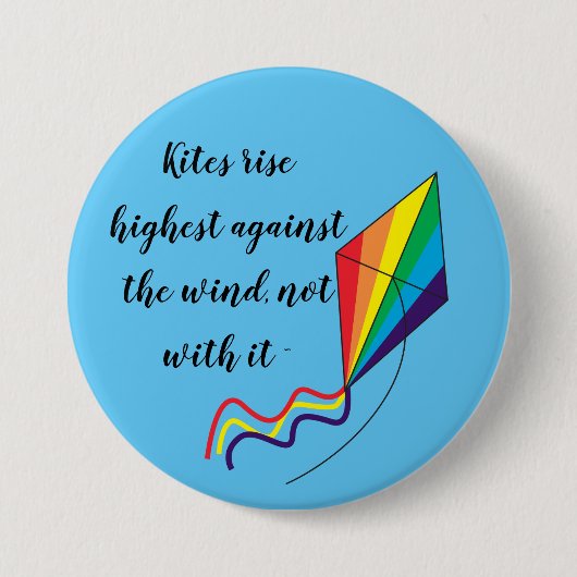 Rainbow Kite am höchsten gegen den Wind Button (Vorderseite)