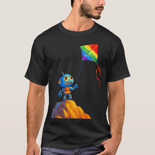 Rainbow Kite mit Mountain Robot T-Shirt (Vorderseite)