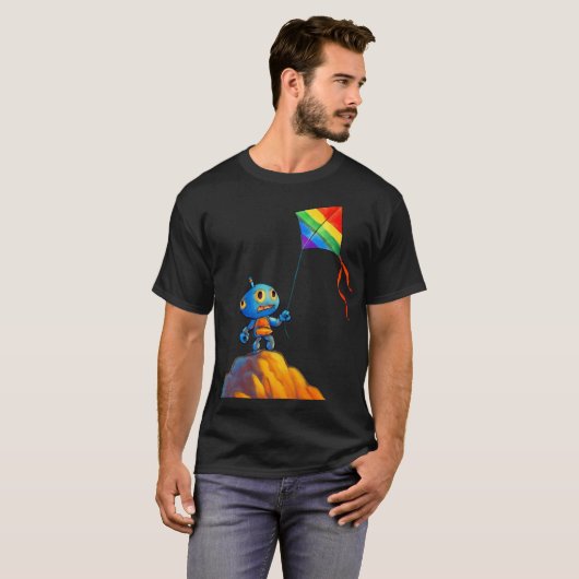 Rainbow Kite mit Mountain Robot T-Shirt (Vorne ganz)