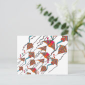 Rainbow Kite Pattern Postkarte (Stehend Vorderseite)