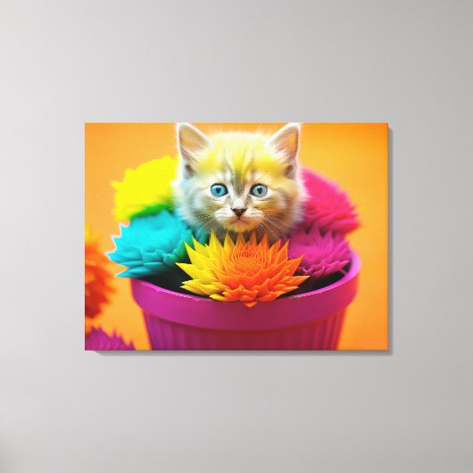 Rainbow Kitten Cat Leinwanddruck (Vorderseite)