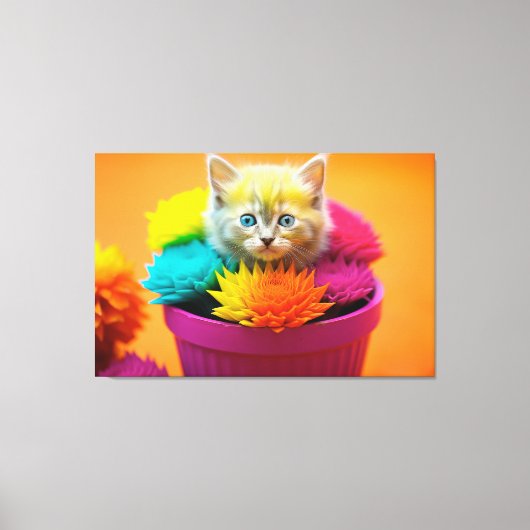 Rainbow Kitten Cat Leinwanddruck (Vorderseite)