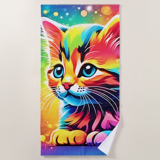 Rainbow Kitten Dream Strandtuch (Vorderseite)