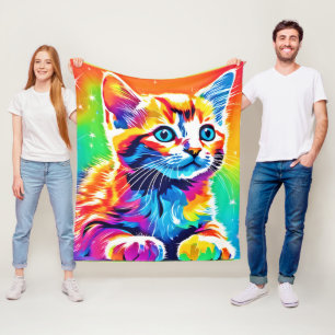 Rainbow Kitten Dreams Fleecedecke