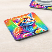 Rainbow Kitten Dreams Getränkeuntersetzer (Linke Seite)