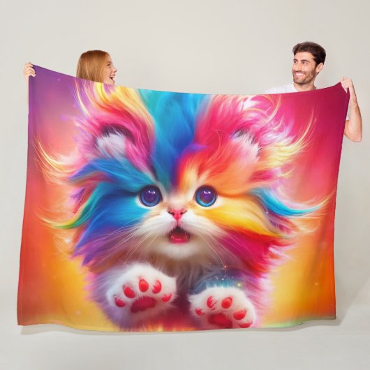 Rainbow Kitten Fleecedecke (Beispiel)
