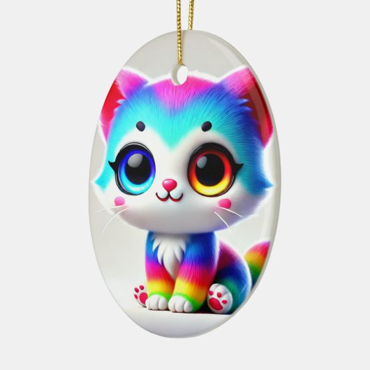 Rainbow Kitten Keramik Ornament (Links)