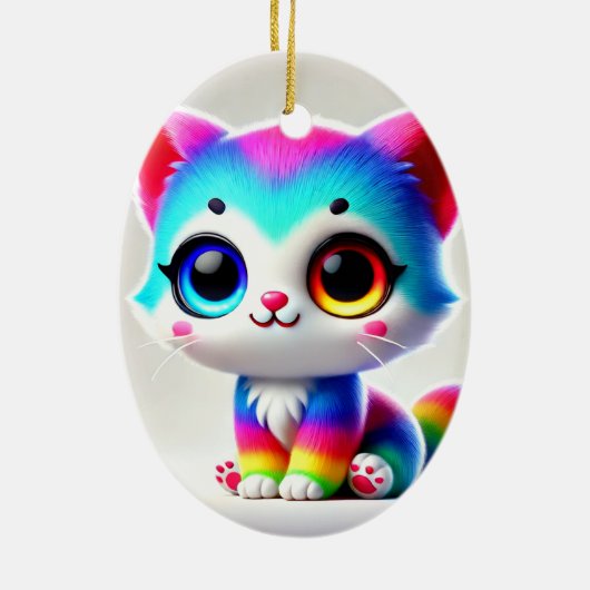 Rainbow Kitten Keramik Ornament (Hinten)