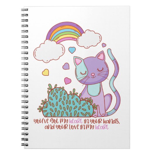 Rainbow Kitten Notizbuch + Zitat Notizblock (Vorderseite)