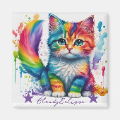 Rainbow Kitten Painter Magnet (Vorne)