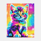 Rainbow Kitten Portrait Fleecedecke (Vorderseite)