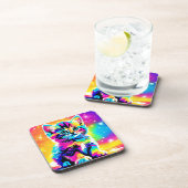 Rainbow Kitten Portrait Getränkeuntersetzer (Rechte Seite)