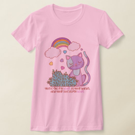 Rainbow Kitten with Heart Lyrics on Women's Tee (Ablage )