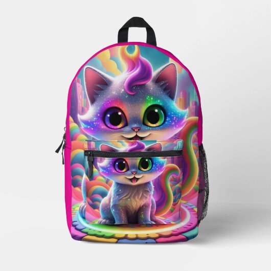 Rainbow Kitty Bedruckter Rucksack (Vorderseite)