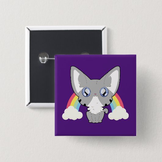 Rainbow Kitty Button (Vorne & Hinten)