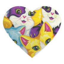 Rainbow Kitty Cat Custom Sticker Girls Herz