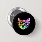 Rainbow Kitty Cat mit Gläsern Button (Vorne & Hinten)