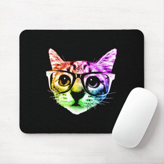 Rainbow Kitty Cat mit Gläsern Mousepad (Mit Mouse)