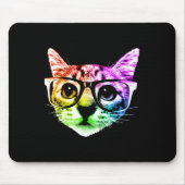 Rainbow Kitty Cat mit Gläsern Mousepad (Vorne)