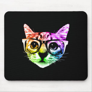 Rainbow Kitty Cat mit Gläsern Mousepad
