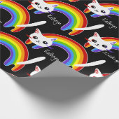 Rainbow Kitty Cat Personalisiert Geschenkpapier (Ecke)