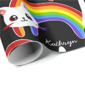 Rainbow Kitty Cat Personalisiert Geschenkpapier (Rolleneckpunkt)
